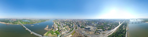 3D панорамы Горного Алтая. Набережная реки Обь с вертолета