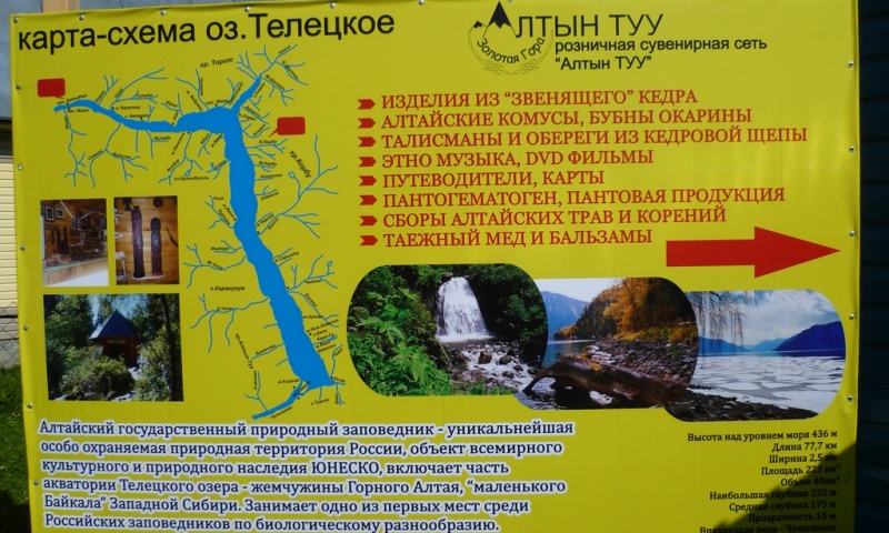 Карта - схема.Озеро Телецкое